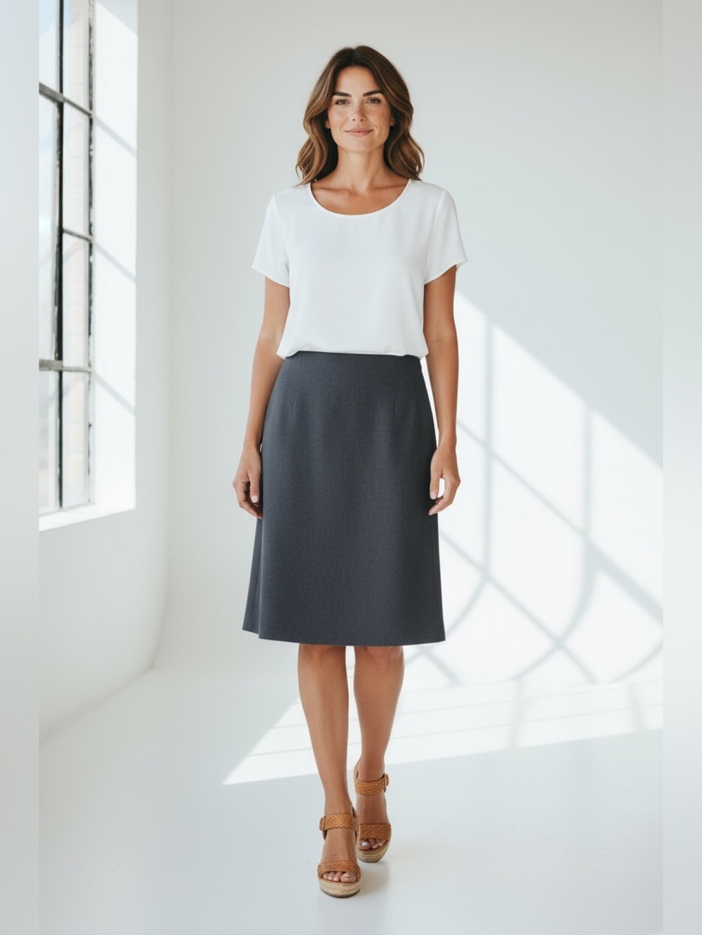 Tahari Dark Gray Charcoal Pencil Skirt Tailored Stretch Office Wear Size 4